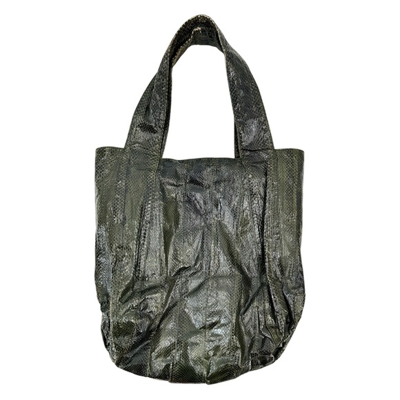 Beirn Jenna Bag - Green Black Snakeskin Lightweight Hobo Tote Bag - Picture 1 of 12